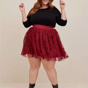 Torrid X Disney Burgundy and Black Mini Skirt